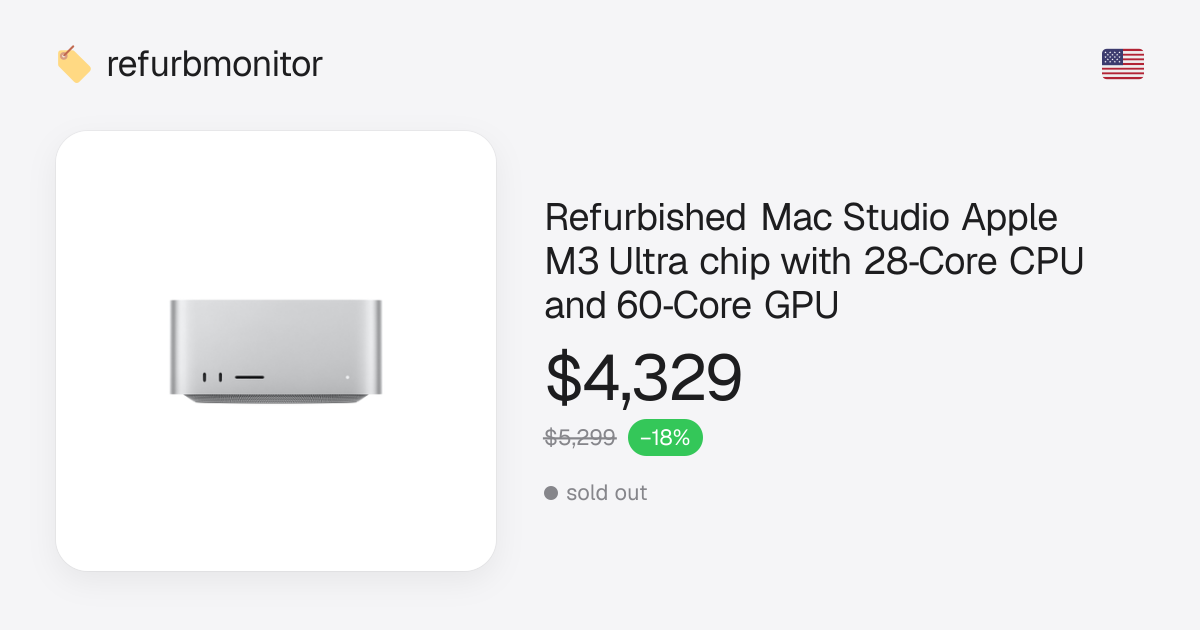 Refurbished Mac Studio Apple M3 Ultra chip with 28‑Core CPU and 60‑Core ...